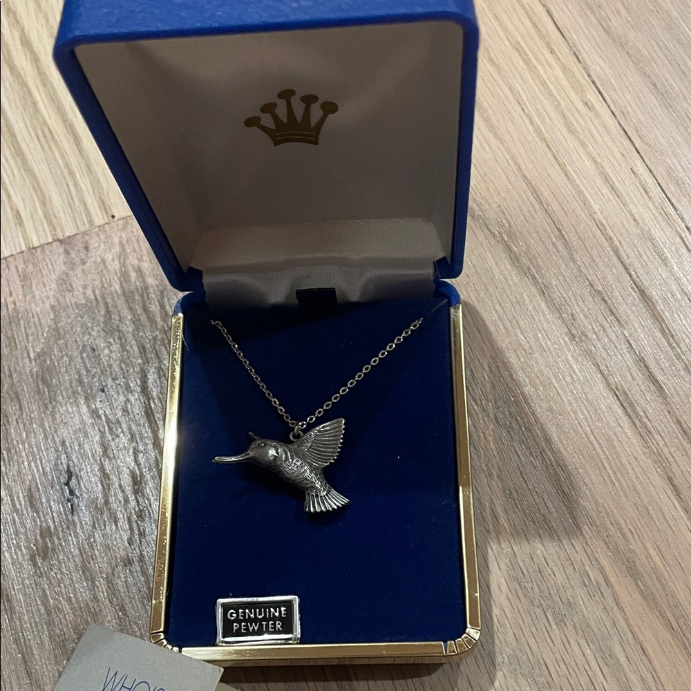 Genuine Pewter Hummingbird Necklace